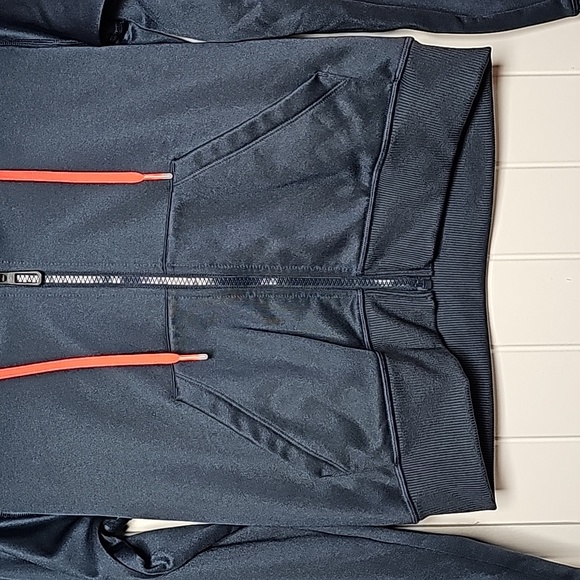 Puma Training XS navy blue zip up hoodie, neon pink/orange accents - Picture 4 of 15